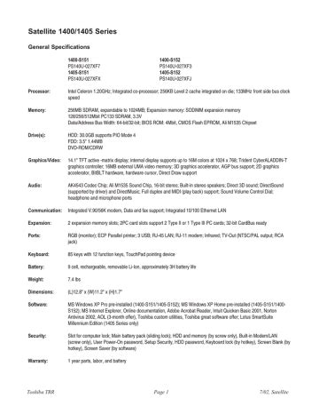 Toshiba 1405-S151 Manual pdf